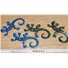 Image 1 : Lot of 4 Metal Gecko Wall Art - 2 Blue 2 Green