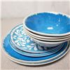 Image 2 : Set of Blue and White Picnic / Camping Dishes