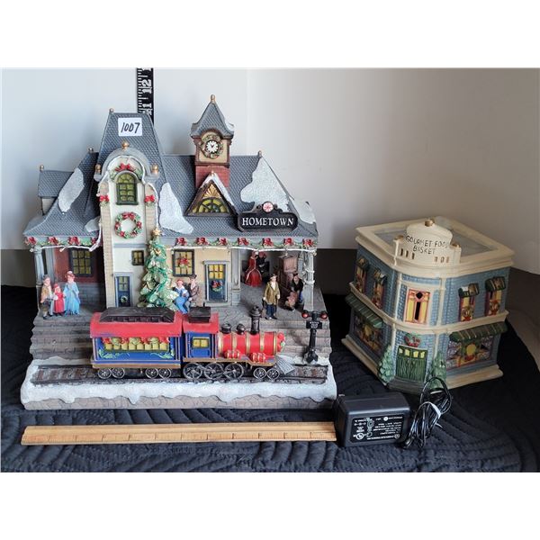 Lemax Christmas train station features lights and music.