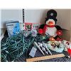 Image 1 : Christmas lot. Singing penguin, Solar snowflake, 2 light strings, one with multiple blinking setting