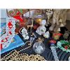 Image 6 : Christmas decor. Gift bags, glass ornaments, St Nicholas, basket with misc.