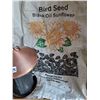 Image 2 : Copper bird feeder & 2 canadian seed bags.