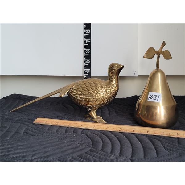 Solid Brass Partridge & Pear trinket holder. Made in India.