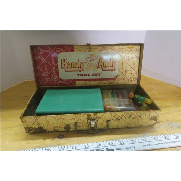 Antique Handy Andy Tool box With Tools