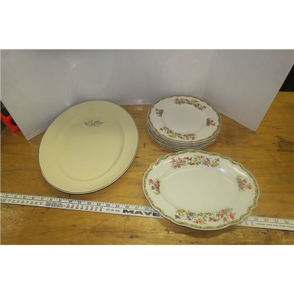 Old Staffordshire Platter + 6 Plates/ Victorian England Platter