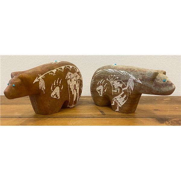 Two Alabaster Bears signed Yazzie