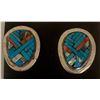 Image 1 : Turquoise Mosaic Clip Earrings in Silver by Kewa Artist Joe and Angie Reano