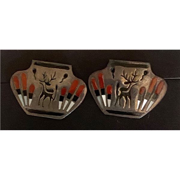 Quincy Peynesta Zuni intricate inlay post earrings