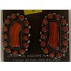 Image 1 : Herbert Ration Navajo Coral Post Earrings in cluster design