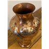 Image 4 : Mexican Ornate Handmade and Hand-Hammered Copper Vase with Flower Design.