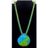 Image 1 : Gaspeite and Turquoise Mosaic Shell Necklace with Matching Necklace