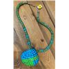 Image 2 : Gaspeite and Turquoise Mosaic Shell Necklace with Matching Necklace