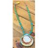 Image 3 : Gaspeite and Turquoise Mosaic Shell Necklace with Matching Necklace