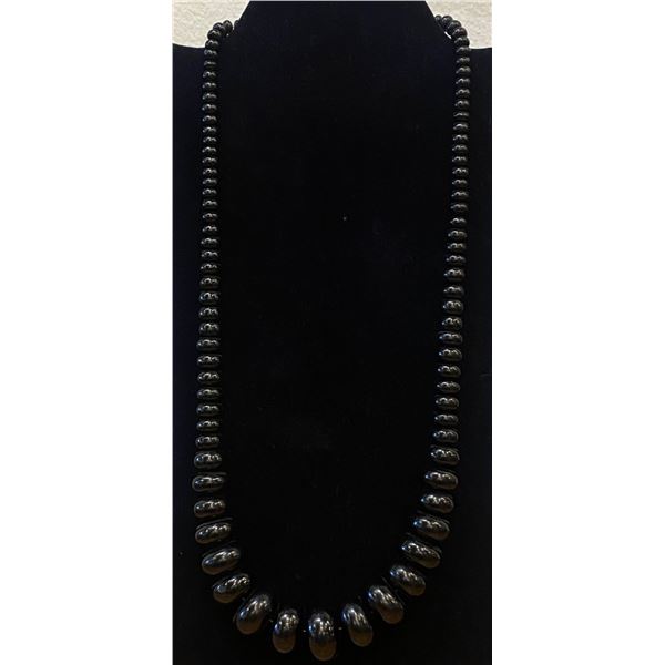 26 Inch Long Graduated Jet Necklace