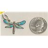 Image 2 : Reversible Dragonfly Pendant. Turquoise one side Opal and Orange Spiny Oyster Shell the other side