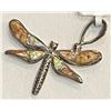 Image 3 : Reversible Dragonfly Pendant. Turquoise one side Opal and Orange Spiny Oyster Shell the other side