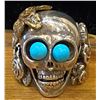 Image 1 : Skull Sterling Silver Ring with Turquoise Eyes