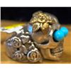 Image 2 : Skull Sterling Silver Ring with Turquoise Eyes