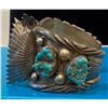 Image 3 : Old Nugget Cuff Watch Band with 4 Turquoise Nugget Stones