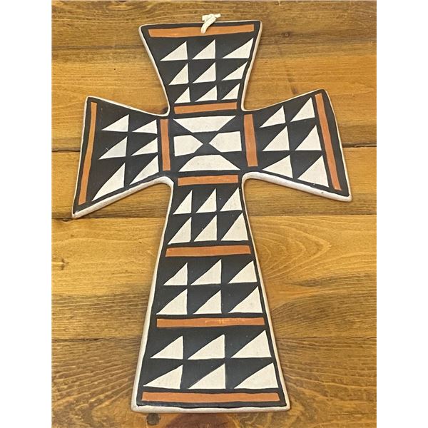 Tewa (Santo Domingo Pueblo New Mexico) Polychrome Cross signed AT