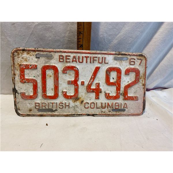 67 BC licence plate