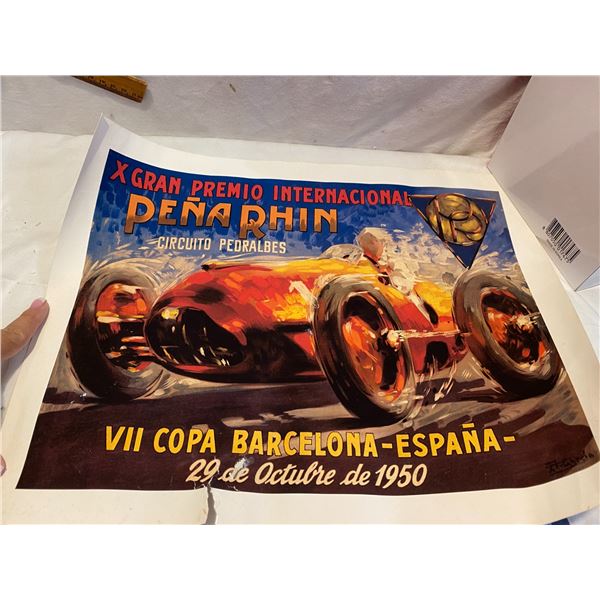 pena Rhin racing poster 1950 18”x14” ish