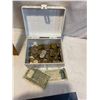 Image 2 : Metal box foreign coins and vurrency