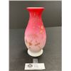 Image 1 : Lovely Vintage Signed Hand Painted Cranberry Satin Glass Vase 7.5" Tall