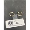 Image 1 : Pair of Inlay 10K Gold Pearl Hoop Earrings