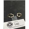 Image 2 : Pair of Inlay 10K Gold Pearl Hoop Earrings