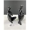 Image 1 : 2 Royal Dux Girl Figurines Black Pottery