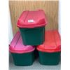 Image 1 : Set of 3 Christmas Colored Totes with Lids