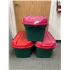 Image 1 : Set of 3 Christmas Colored Totes with Lids