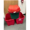 Image 1 : Set of 3 Christmas Colored Totes with Lids