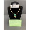 Image 1 : Rare Coro Pegasus 1940's Serpentine Chocker Necklace with Grape Peral Shaped Pendant and Green Ename