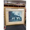 Image 1 : Nicely Gold  Framed 35 x 31" Matted with Dogs