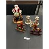 Image 1 : Fabric Mache Santa in Original Box with Rocking Horse Ornaments, Christmas Candle Sticks and Willow 