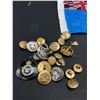 Image 2 : Small Lot of Vintage Military Buttons, Pins, Flag