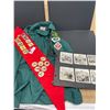 Image 1 : Vintage Boy Scouts Lot - Shirt, Scarves, Merit Badge Sash with Badges with Black and White Photograp