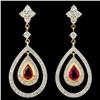 Image 1 : 18K Gold 0.98ct Ruby & 0.94ctw Diamond Earrings