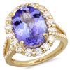 Image 1 : 14K Gold 6.00ct Tanzanite & 1.50ct Diamond Ring