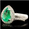 Image 2 : 18K Gold 1.24ct Emerald & 0.47ctw Diamond Ring