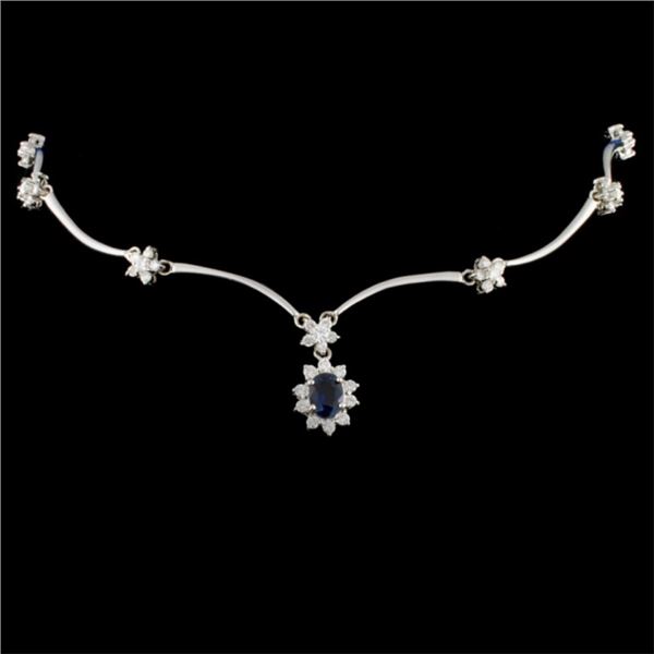 14K Gold 2.43ct Sapphire & 2.57ct Diamond Necklace