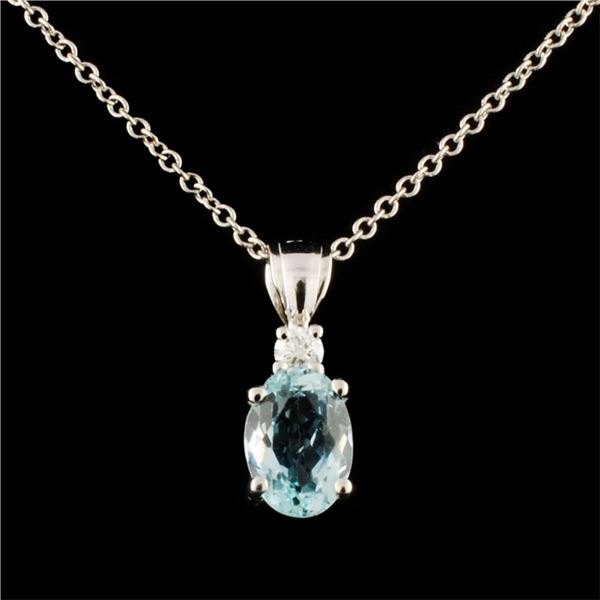 14K Gold 0.92ct Sapphire & 0.06ctw Diamond Pendant