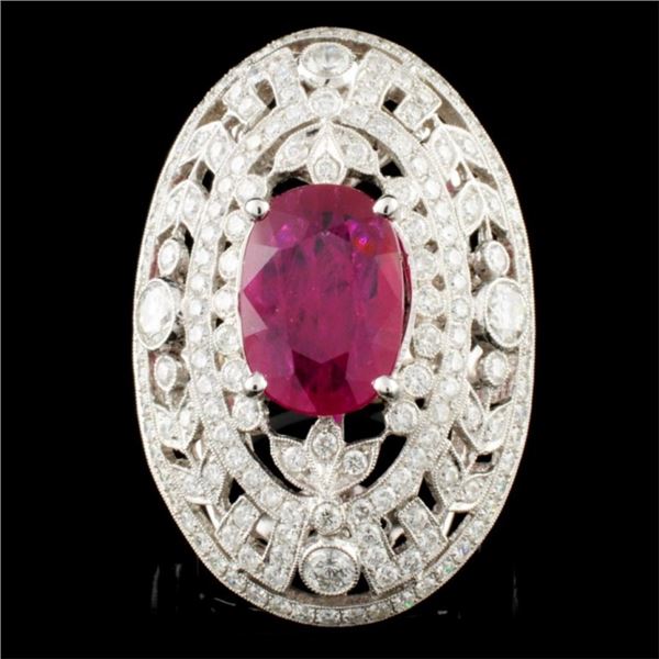 18K Gold 4.07ct Ruby & 2.51ctw Diamond Ring