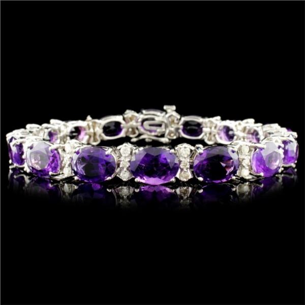 14K Gold 26.80ctw Amethyst & 1.15ctw Diamond Brace