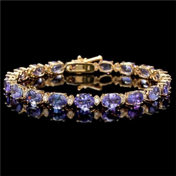 14k Gold 17.00ct Tanzanite & 0.70ct Diam Bracelet