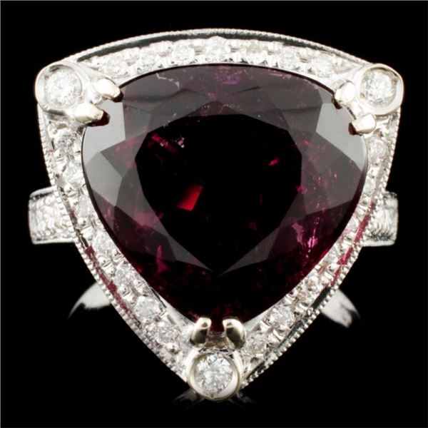 14K Gold 7.68ct Tourmaline & 0.39ctw Diamond Ring