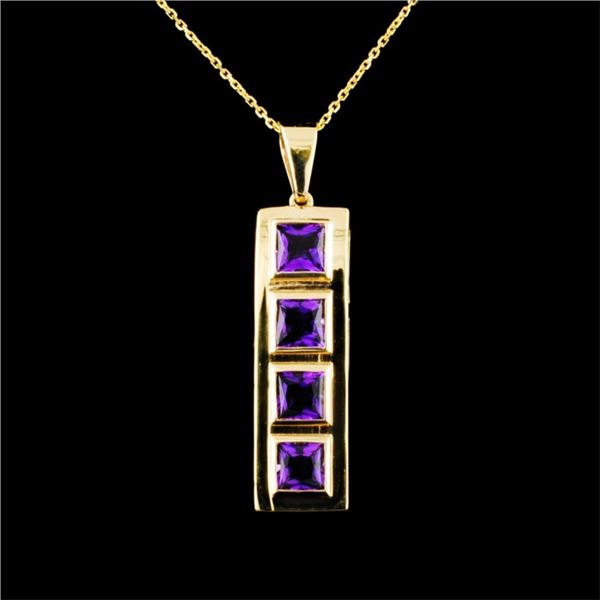 14K Gold 2.25ctw Amethyst Pendant