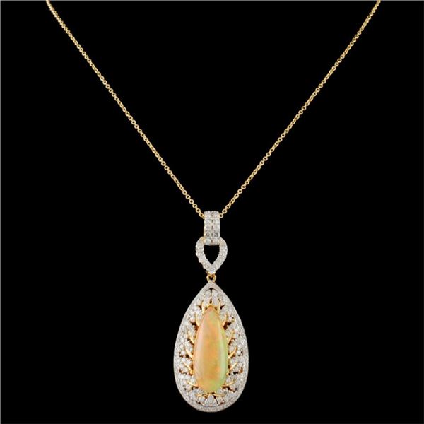 18K Gold 5.26ct Opal & 1.91ctw Diamond Pendant